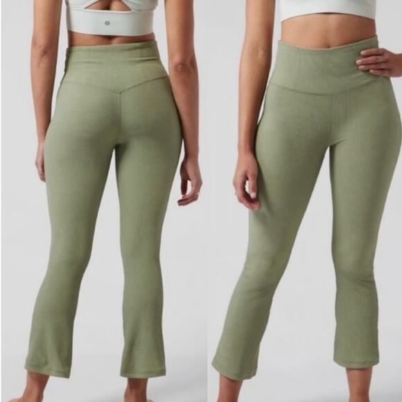 Athleta Pants - Athleta Elation Rib Crop Flare Legging 3x Sage Green